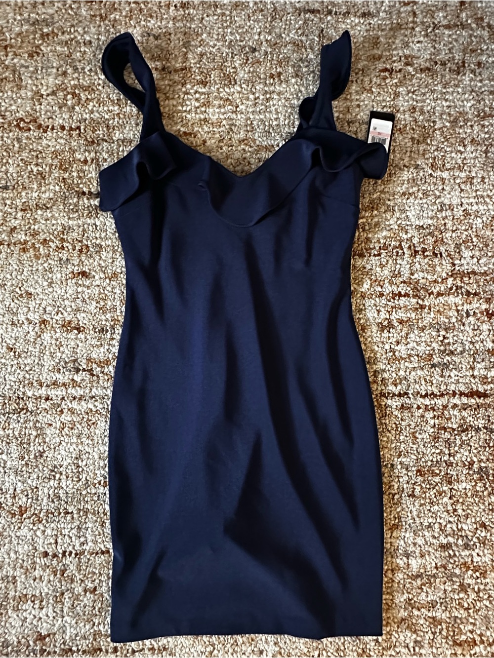 Guess Navy Ruffle V-Neck Mini Dress - Picture 2 of 10